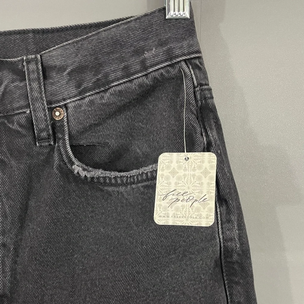 Free People The Lasso Jean Distressed Washed Black Straight Leg NWT - Picture 5 of 12